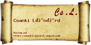 Csanki Lénárd névjegykártya